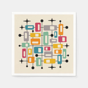 Guardanapo De Papel Abstrato Atômica Moderno de Meio século Retroativo