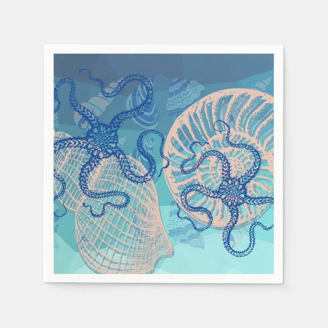 Guardanapo De Papel Abstrato Azul Profundo Impressão de Papel Coquetel (Frente)