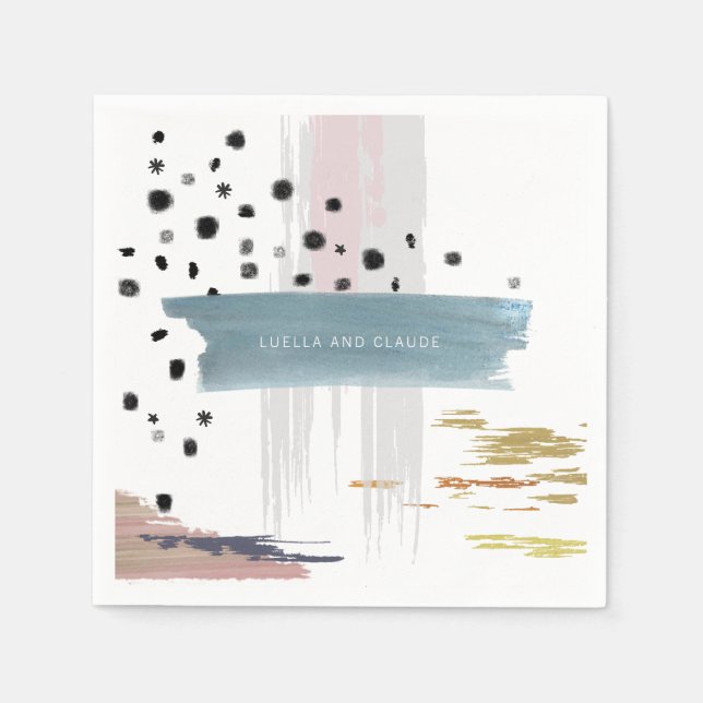 Guardanapo De Papel Abstrato Brushstrokes Wedding (Frente)