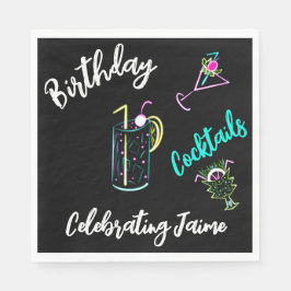 Guardanapo De Papel Abstrato Cocktail Neon Beon Bar Club