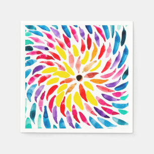Guardanapo De Papel Abstrato de aquarela espiral arco-íris