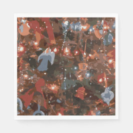 Guardanapo De Papel Abstrato Festivo Feche As Luzes Da Árvore De Natal