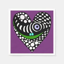 Guardanapo De Papel Abstrato preto e branco em roxo