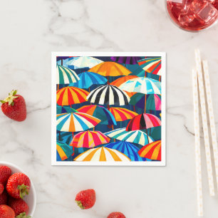 Guardanapo De Papel Abstrato Rainbow Beach Umbrella