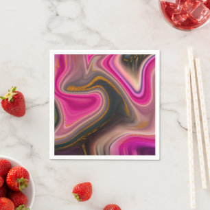 Guardanapo De Papel Abstrato rosa e preto com espirros Douradas