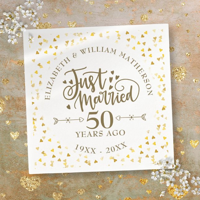 Guardanapo De Papel Acaba de Casar 50º Aniversário de Casamento (Just Married 50th Wedding Anniversary Napkins)