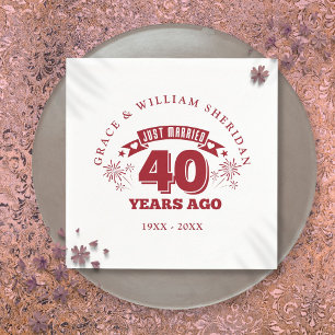 Guardanapo De Papel Acaba de Casar Rubi 40º Aniversário de Casamento