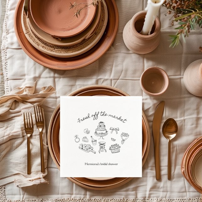 Guardanapo De Papel Acabado de Chegar ao Mercado Chá de Noiva Desenhad (fresh off the market bridal shower napkin)