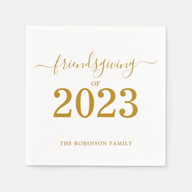 Guardanapo De Papel Ação de Amizade do Dourado Script 2023 (Frente)