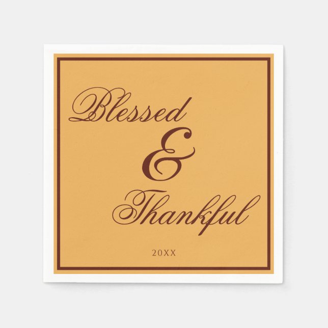 Guardanapo De Papel Ação de Graças de Marrom Dourado Elegante (Frente)