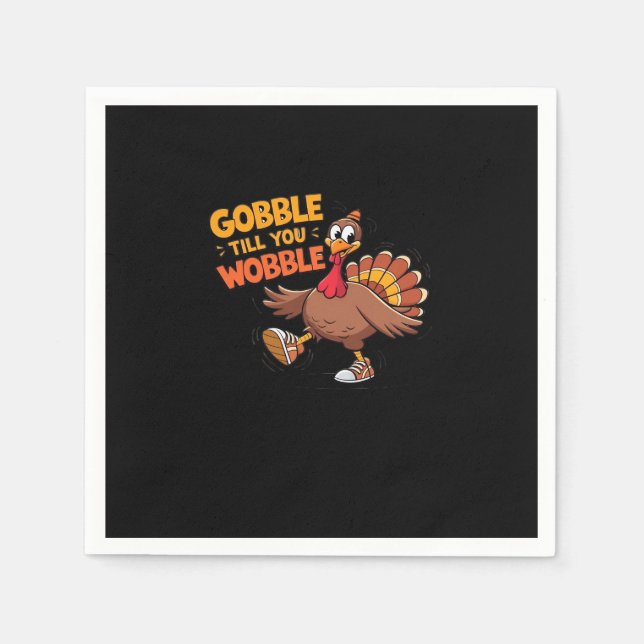 Guardanapo De Papel Ação De Graças Engraçada - Gobble Até Voar (Frente)