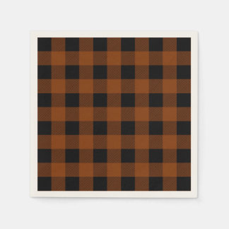 Guardanapo De Papel Ação de Graças Laranja Xadrez de Buffalo Napkins