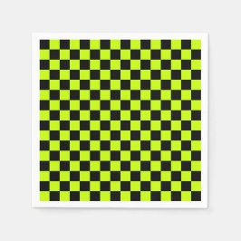 Guardanapo De Papel Acid green black checkerboard pattern