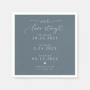 Guardanapo De Papel Aço Azul Nossa História De Amor Casamento Legante