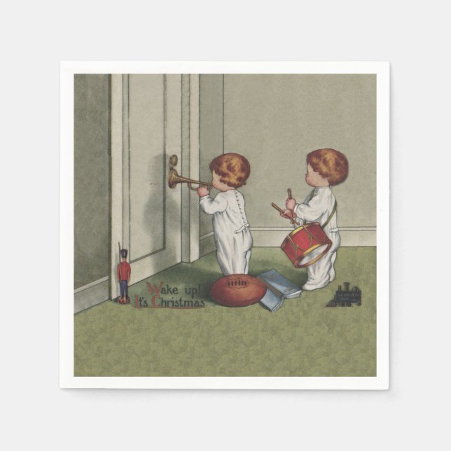 Guardanapo De Papel Acordar Sua linda ilustração infantil de Natal (Frente)