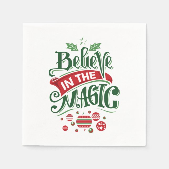 Guardanapo De Papel Acredite na Tipografia de Natal Mágico (Frente)
