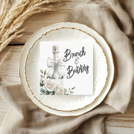 Guardanapo De Papel Adesivos de Brunch e Espumante Floral Branco Elega