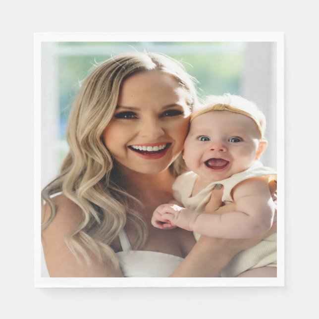 Guardanapo De Papel Adicionar Foto de Bebê Personalizar Customizar (Frente)