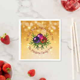 Guardanapo De Papel Adicionar Nome Correspondente ao Natal no Dourado 
