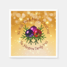 Guardanapo De Papel Adicionar Nome Correspondente ao Natal no Dourado 