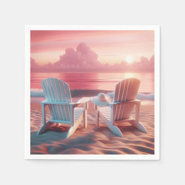Guardanapo De Papel Adirondack Chairs No Pink Sunset (Frente)