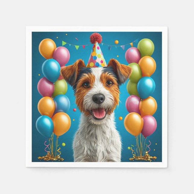 Guardanapo De Papel Adorável Cachorrinho Comemora Aniversário (Frente)