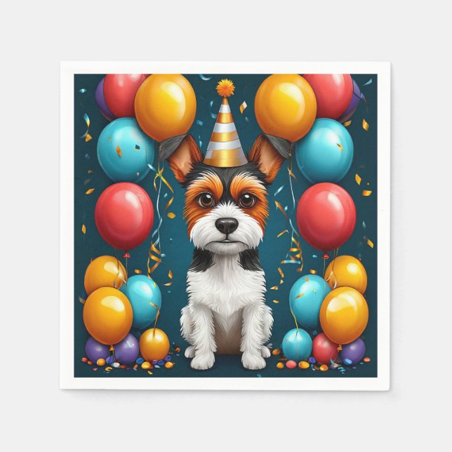 Guardanapo De Papel Adorável Cachorrinho Comemora Aniversário (Frente)