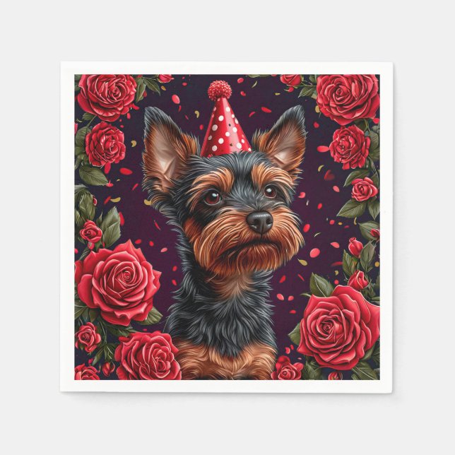 Guardanapo De Papel Adorável Cachorrinho Comemora Aniversário (Frente)