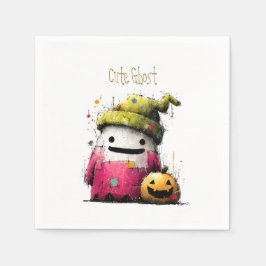 Guardanapo De Papel Adorável Fantasma de Patchwork em Aquarela no Hall