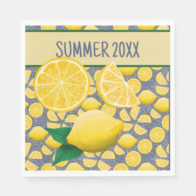Guardanapo De Papel Adorável Papel de Verão para Lemons Amarelos (Frente)