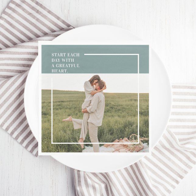 Guardanapo De Papel Adorável Presente da Família Verde de Fotos Modern (Criador carregado)