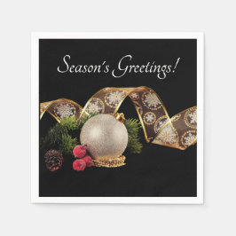 Guardanapo De Papel Adorno, Folhagem e Fita Dourada