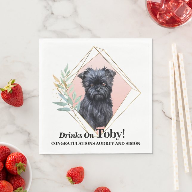 Guardanapo De Papel Affen Pinscher Casamento Napkin com Pets Foto (Insitu)