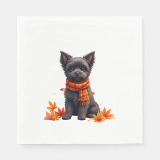 Guardanapo De Papel Affenpinscher With Heart Made Of Autumn Leaves