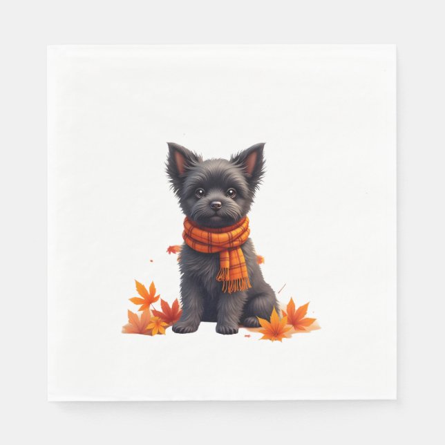 Guardanapo De Papel Affenpinscher With Heart Made Of Autumn Leaves (Frente)