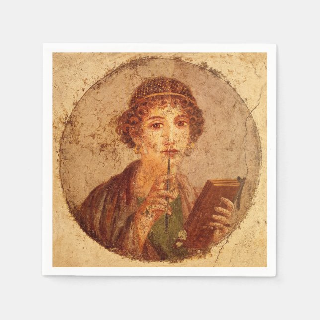 Guardanapo De Papel Afresco de Safo em Pompeia (Frente)