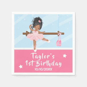 Guardanapo De Papel África-americana Ballerina rosa Tutu Aniversário N