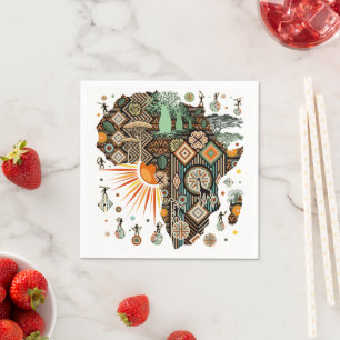Guardanapo De Papel África Mapeia Elemento Tribal Decorativo Padrão