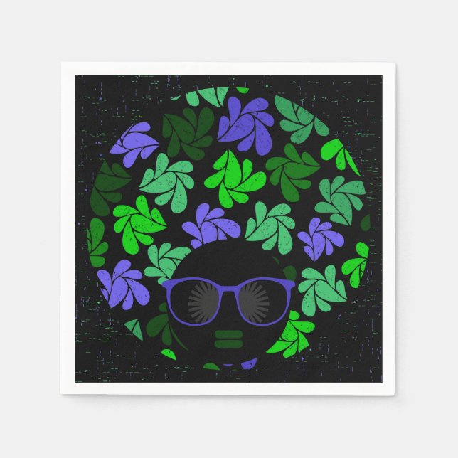 Guardanapo De Papel Afro Diva Verde e Azul (Frente)