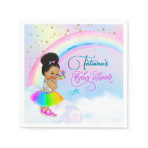Afro Puff Baby Girl Pastel Chá de fraldas Rainbow