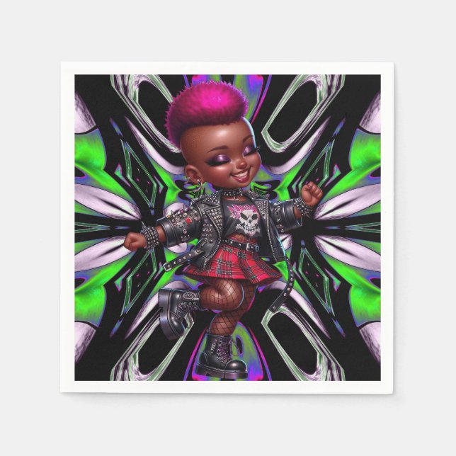 Guardanapo De Papel Afropunk Pink Mohawk Papel para Garotas (Frente)