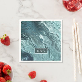 Guardanapo De Papel Agato Teal Cristalalizado | Pedra Marmorizada Aqua