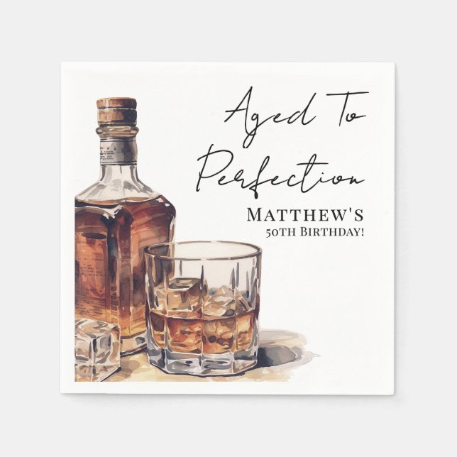 Guardanapo De Papel Aged To Perfection Men's Birthday Party (Frente)