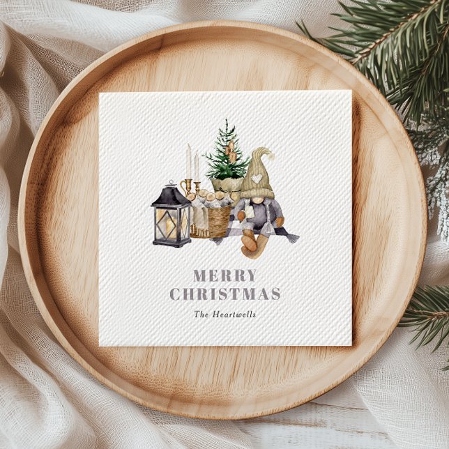 Guardanapo De Papel Agnome Rústico de Aquarela de Natal (Criador carregado)
