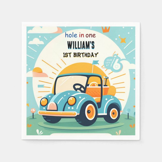 Guardanapo De Papel agora garoto buraco de golfe fofo em um primeiro p (Frente)