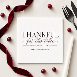 Guardanapo De Papel Agradecido por Esta Mesa Personalizada Burgundy