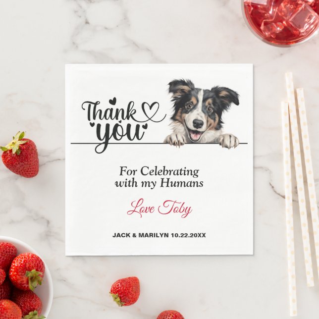 Guardanapo De Papel Agradecimento de Casamento Collie (Insitu)