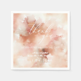 Guardanapo De Papel Agradecimento de Casamento em Aquarela RoseGold