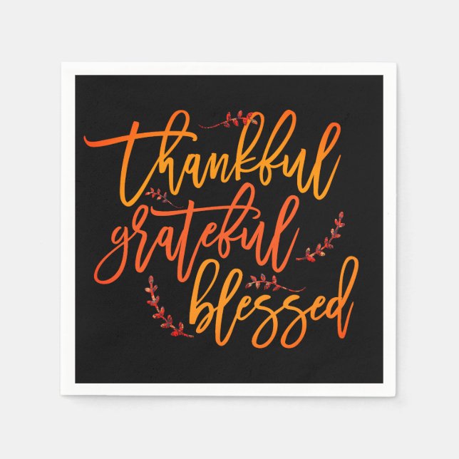 Guardanapo De Papel Agradeço a abençoada citação de agradecimento Pret (Frente)