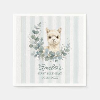 Guardanapo De Papel Água de Creme Aguarela Aniversário Alpaca